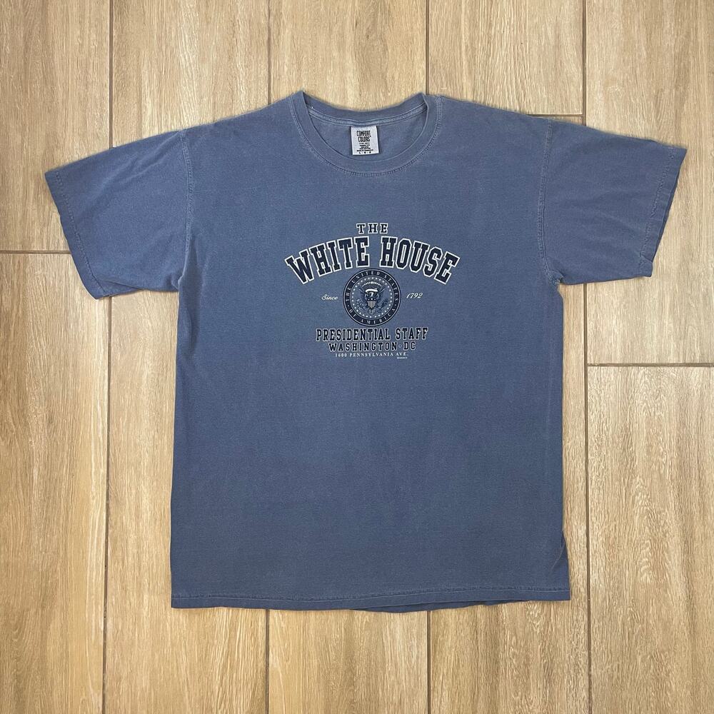 White House Presidential Staff T Shirt Mens L Blue Comfort Colors Graphic Tee
